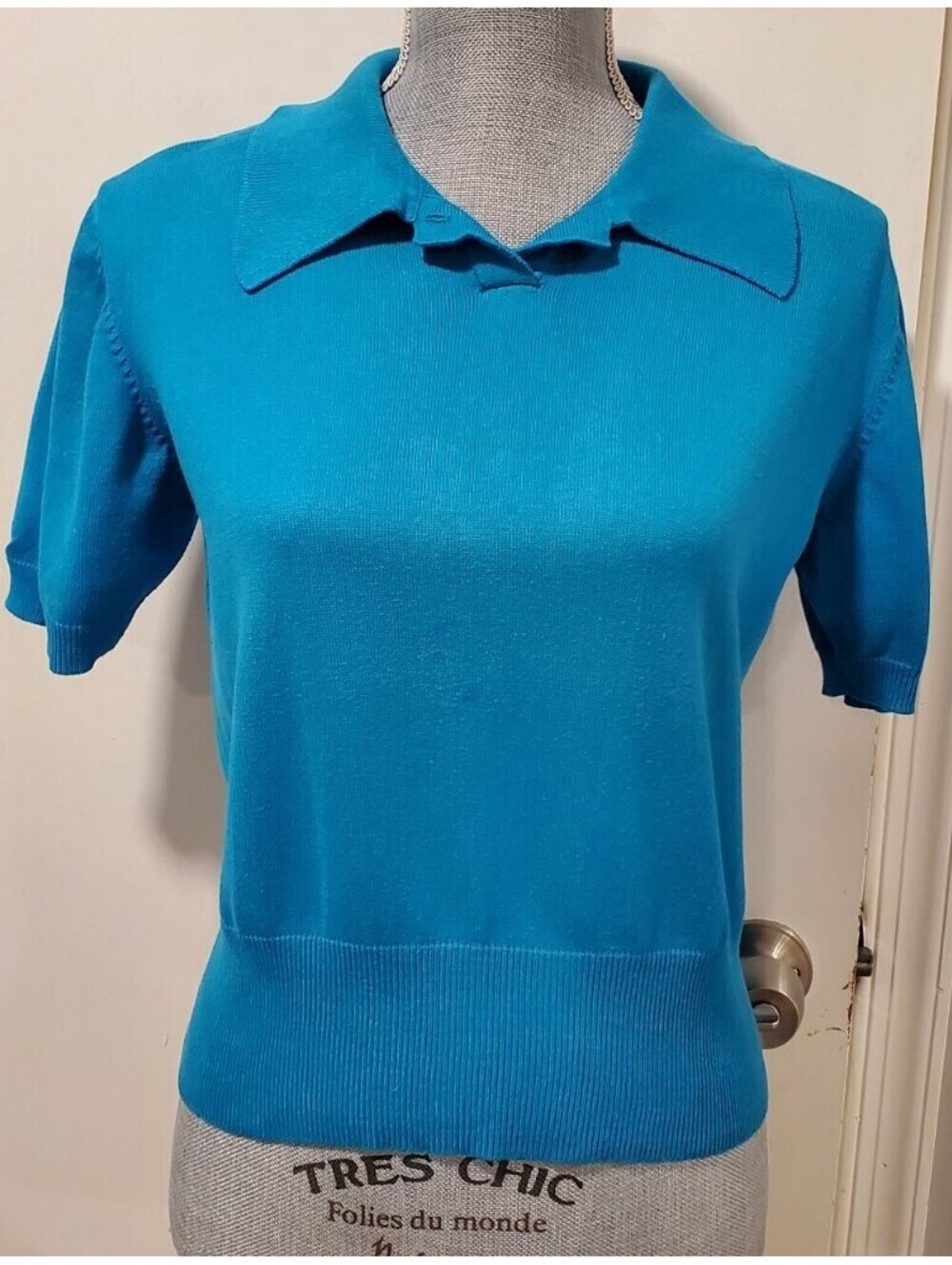 Outlander Small Blue Cropped Crop Top Vintage 70s 80s